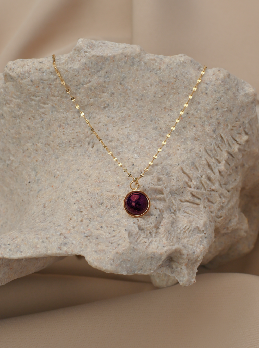 Garnet Pendant Necklace - 18K Gold